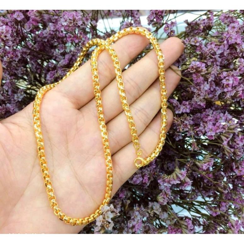 Dây chuyển Hiphop Nam Nữ, hợp Kim Titannium Mạ Vàng, Mạ bạc, dây 2li, Dài 71cm, Thiết kế Dạng thanh mảnh