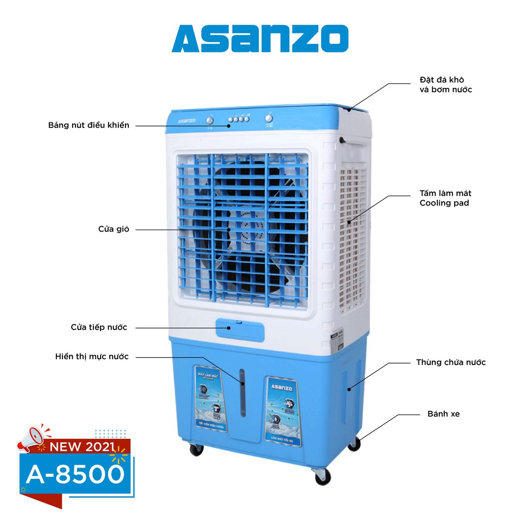 Máy làm mát  Asanzo A-8500 NEW 2021 (65 lít)