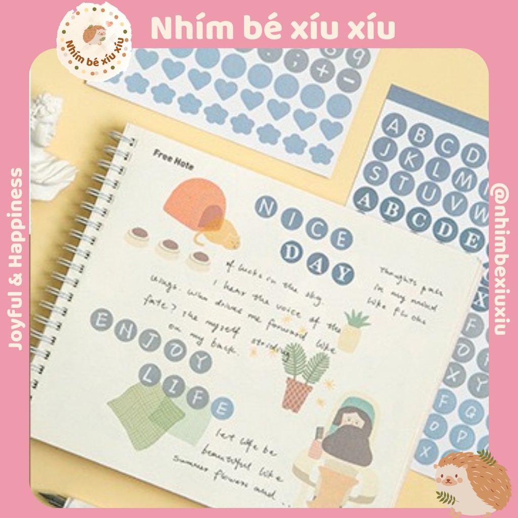 Sticker chữ cái - số đếm tone màu morandi trang trí sổ tay nhimbexiuxiu VT88
