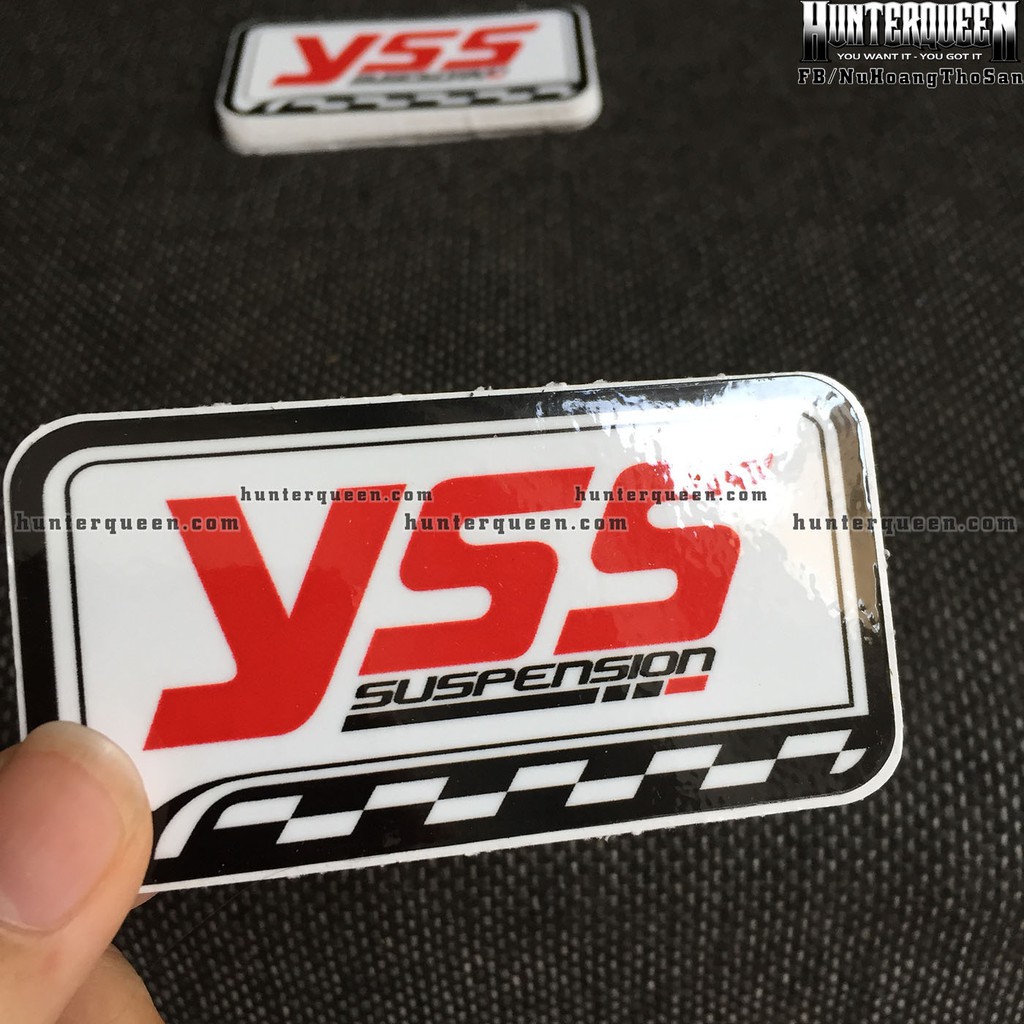 YSS [8x4.3cm] decal cao cấp chống nước, sắc nét, bền màu, dính chặt. Hình dán logo trang trí mọi nơi, in theo yêu cầu