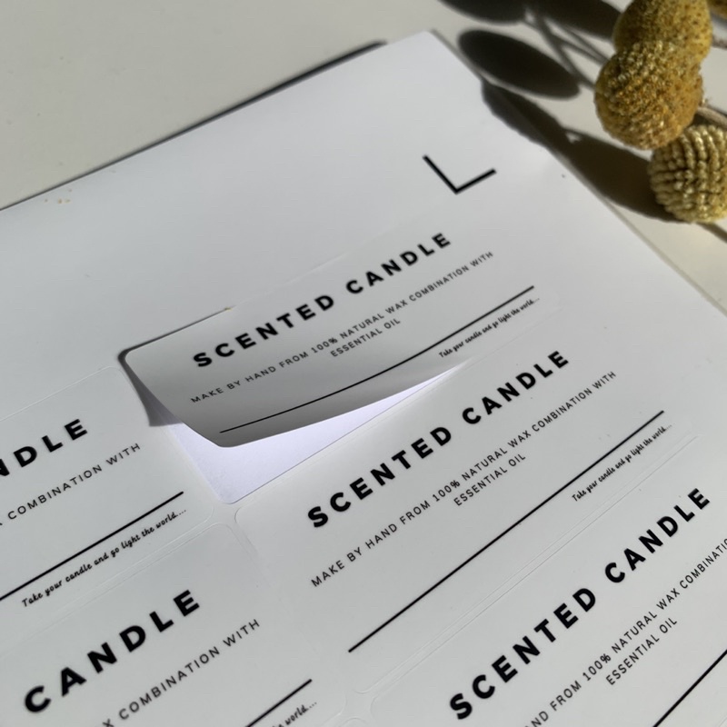 Tem Decal Nến Thơm  - Decal nhựa mờ in sẵn không thấm nước, tháo lột dễ