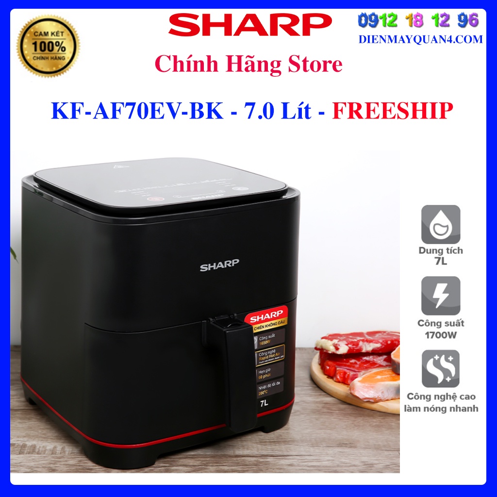 [KF-AF70EV-BK] Nồi chiên không dầu Sharp KF-AF70EV-BK 7.0 lít, Bảo hành chính hãng 12 tháng.