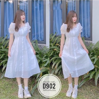 BIGSIZE Đầm trắng xếp ngực D902