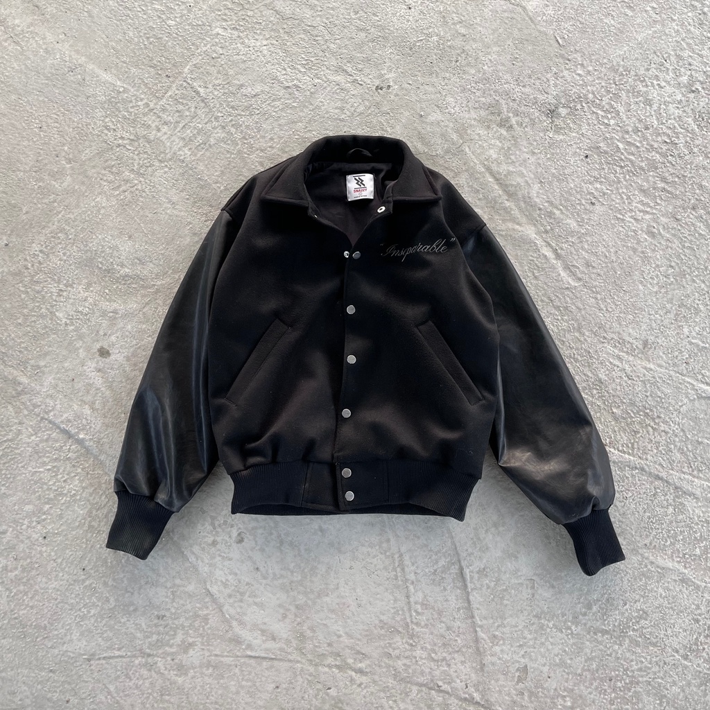 Áo khoác varsity jacket chất vải dạ phối da Pu cao cấp dày dặn thoải mái phong cách SNAZZY VARSITY JACKET