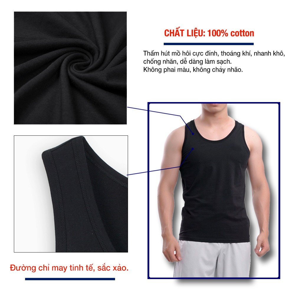 Combo 3 áo lót ba lỗ nam cotton thoát nhiệt khử mùi thoáng mát pigofashion ABL01 nhiều màu