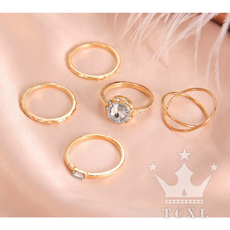 5 chiếc nhẫn đính zircon phong cách retro cổ điển dành cho nữ