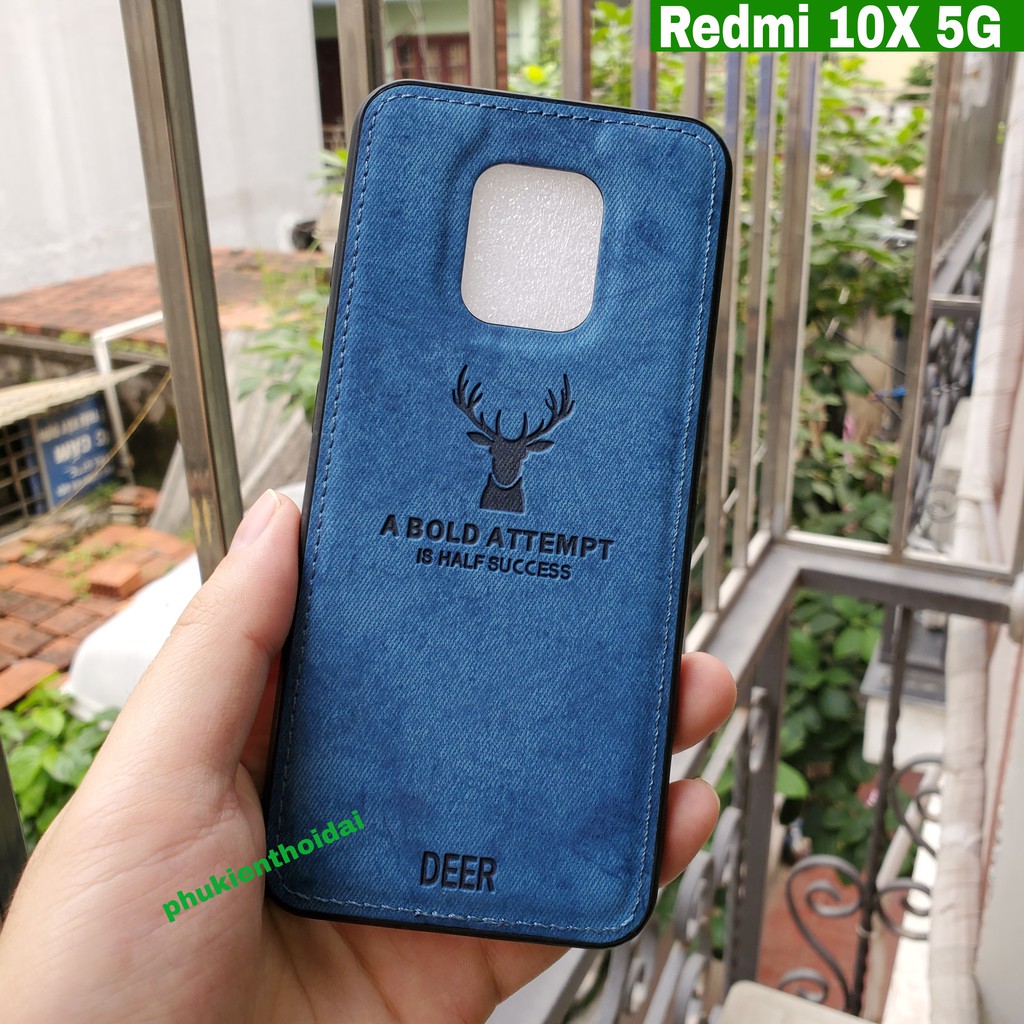 Ốp lưng Xiaomi Redmi 10X 5G chống sốc vải đầu hươu cao cấp