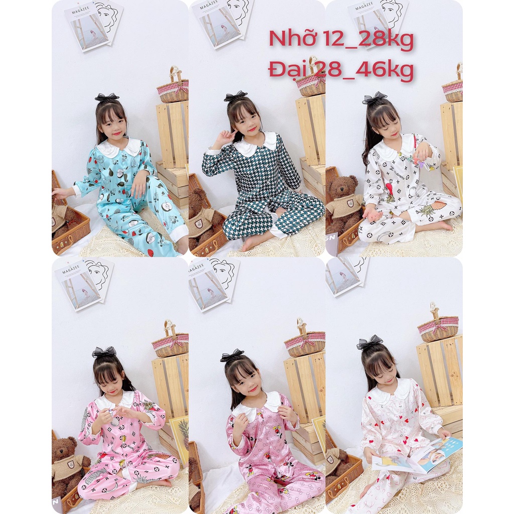 SIZE ĐẠI 24-36KG: Bộ pijama lụa cực xinh cho bé gái - BPL21