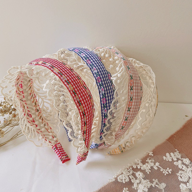Bờm cài tóc bé gái viền ren vintage phong cách Hàn Quốc, phù hợp với bé đi chơi, dã ngoại, chụp hình