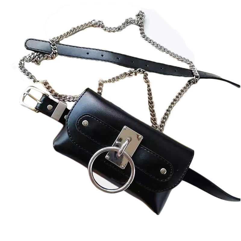 Túi Đeo Hông Cỡ Nhỏ Bằng Kim Loại Trang Trí Dây Xích Có Thể Tháo Rời Thời Trang