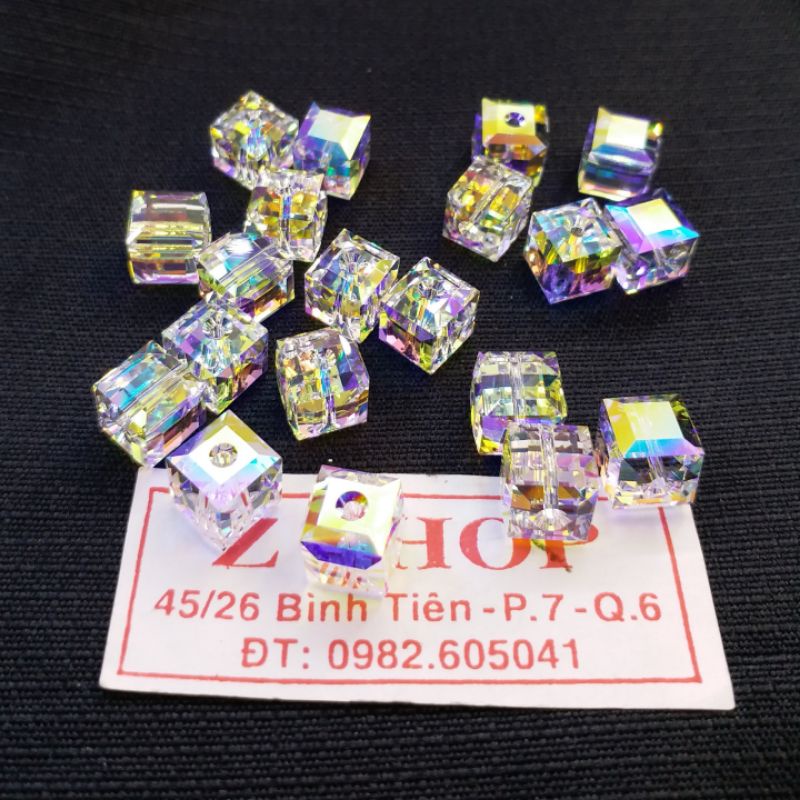 1 Hạt vuông trắng 10 ly pha lê Áo cao cấp