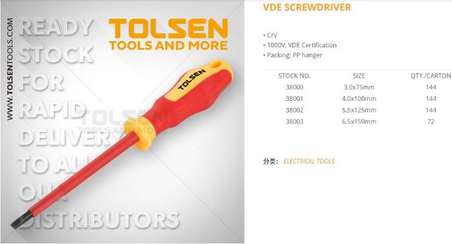 Vít cách điện 6.5''x150mm Tolsen 38003 - hàng chính hãng