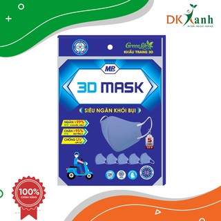 Set 5 chiếc khẩu trang ngăn khói bụi/ vi khuẩn PM2.5 3D Mask Mebiphar cho người lớn tiêu chuẩn châu Âu