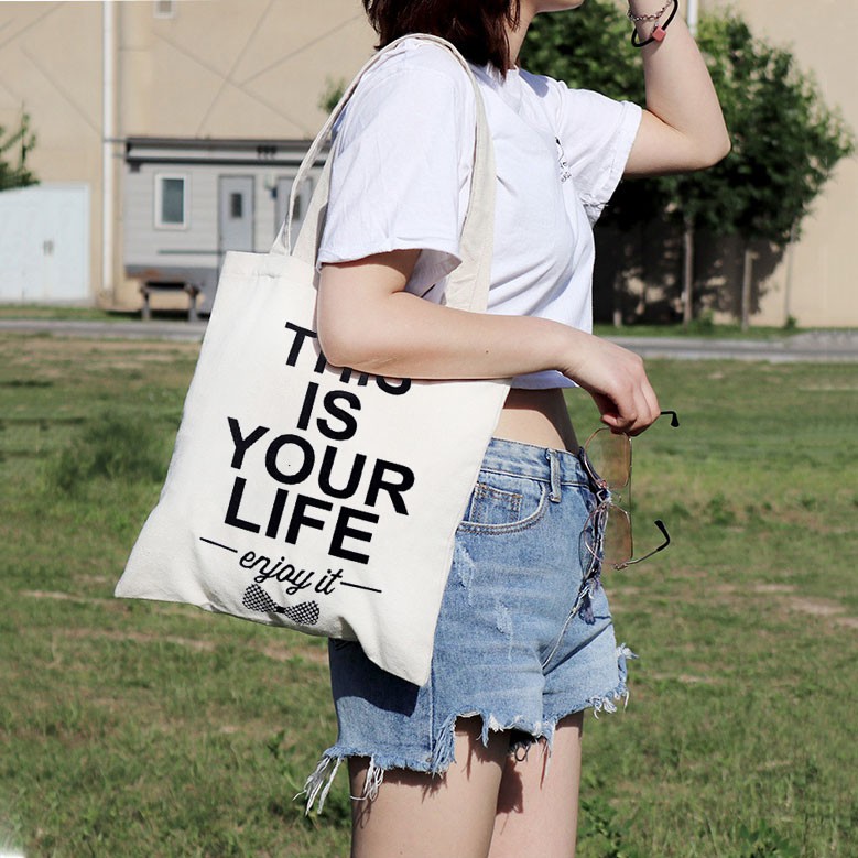 Túi Vải Tote This is Your Life Có Dây Kéo P1520