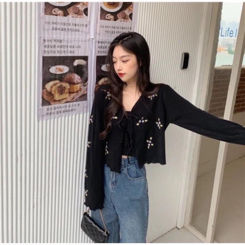 SET CARDIGAN THÊU HOA