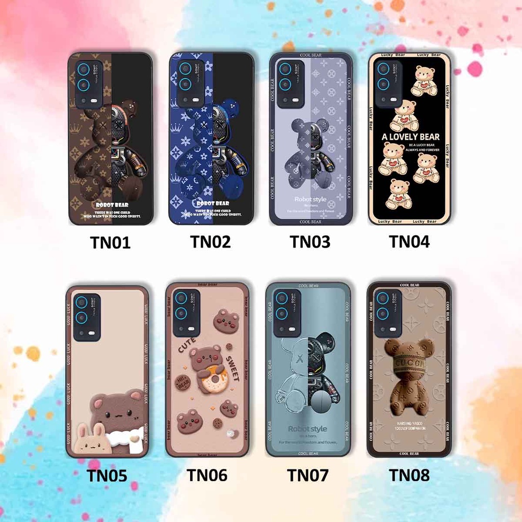 Ốp Oppo A54 / A55 bear brick, gấu đáng yêu, dễ thương