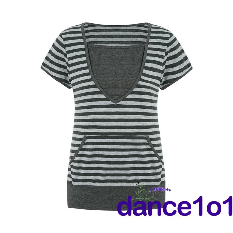 ✫Ex✤Áo Thun Tay Ngắn In Họa Tiết Kẻ Sọc Thời Trang Mùa Hè Cho Nữ