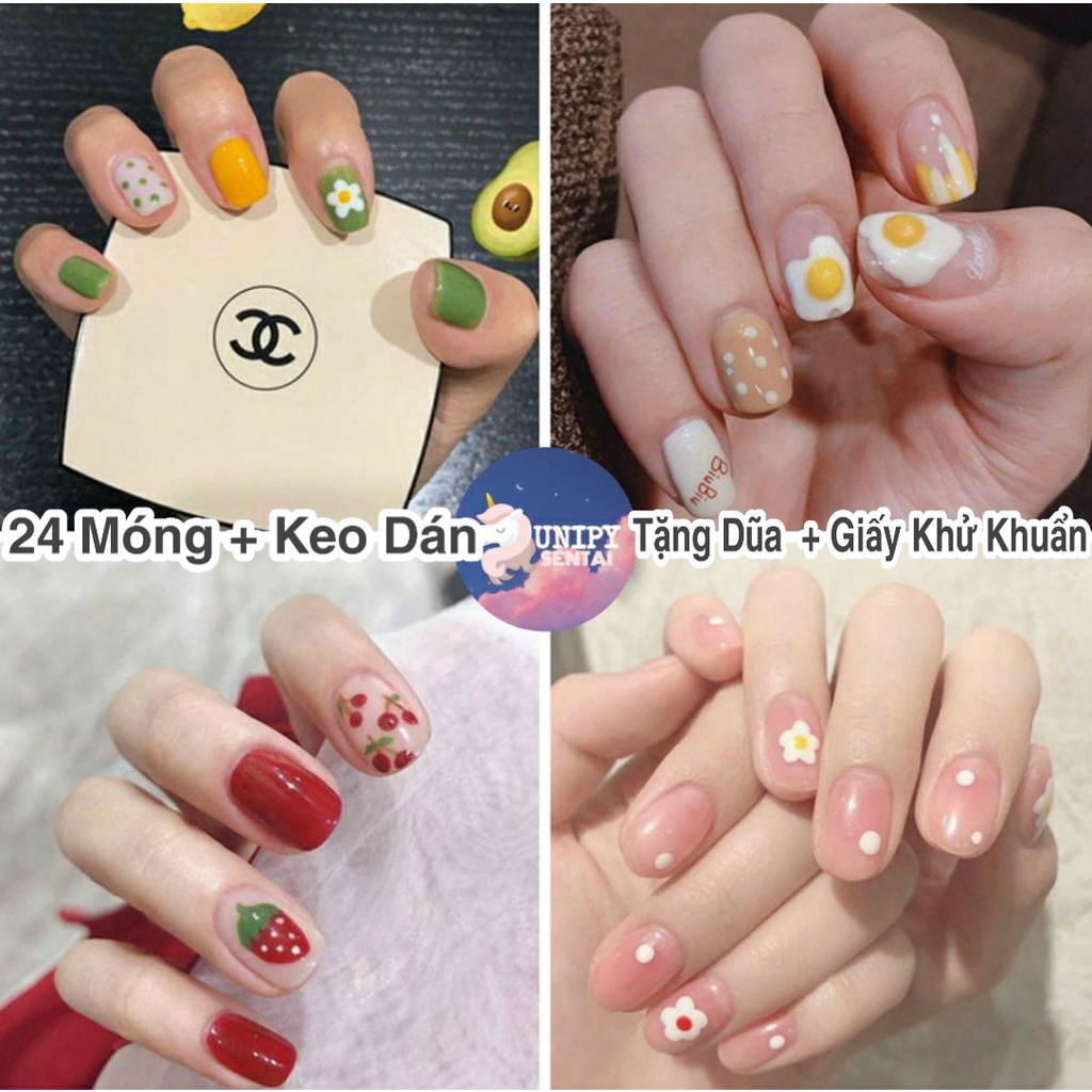40 Mẫu Móng Giả | Set 24 Móng Tay Giả Kèm Dũa Keo Dán Móng | R021-R040