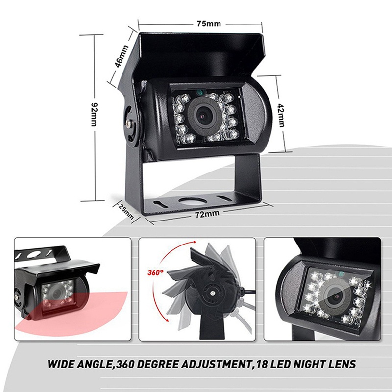 Hàng không Head Car Màn hình quan sát phía sau Nâng cấp 700Tvl Ccd 18 Ir Leds Đảo chiều Camera 12 '24V cho Xe buýt Xe tải