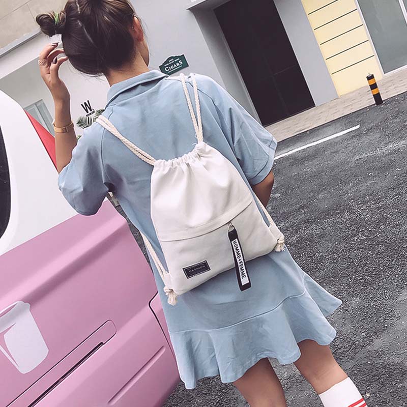 Balo Dây Rút Bằng Vải Canvas Thiết Kế Dễ Thương Dành Cho Học Sinh