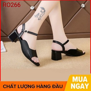 Giày cao gót nữ đẹp đế vuông 4 phân màu đen hàng hiệu rosata ro266