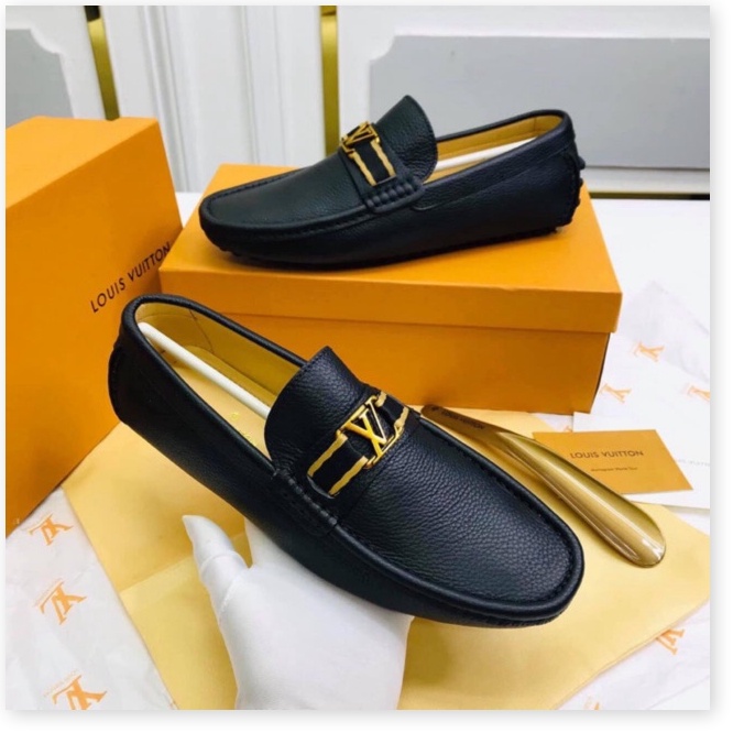𝔹𝕆𝕊𝕊 𝕊ℍ𝕆𝔼𝕊 ⚜️ (3 Màu) Giày Lừoi Nam Da Đen EOVI Xịn Quai Phối Vải Màu cực đẹp