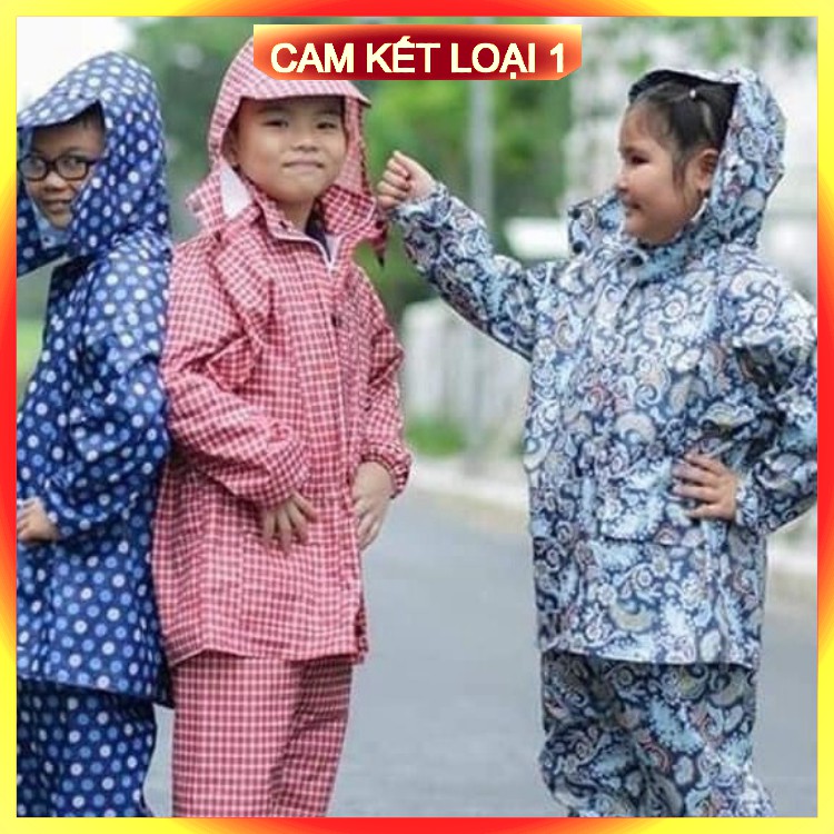 Áo mưa bộ trẻ em vải dù họa tiết ngộ nghĩnh cho bé [Hàng có sẵn]