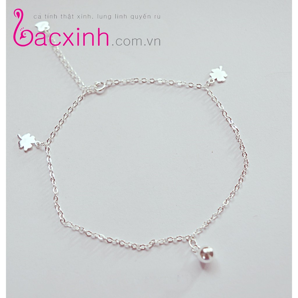 Lắc chân bạc Ý 925 Bạc inh Huệ Ngân - Cỏ bốn lá may mắn RYBJ50040