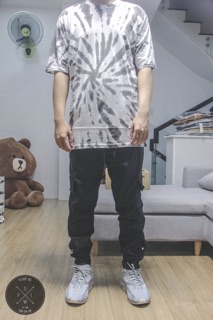 Tie dye black waxed