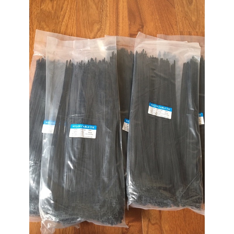 Túi 250 sợi dây rút, dây thít nhựa màu đen 5*350mm (3,6*350mm)