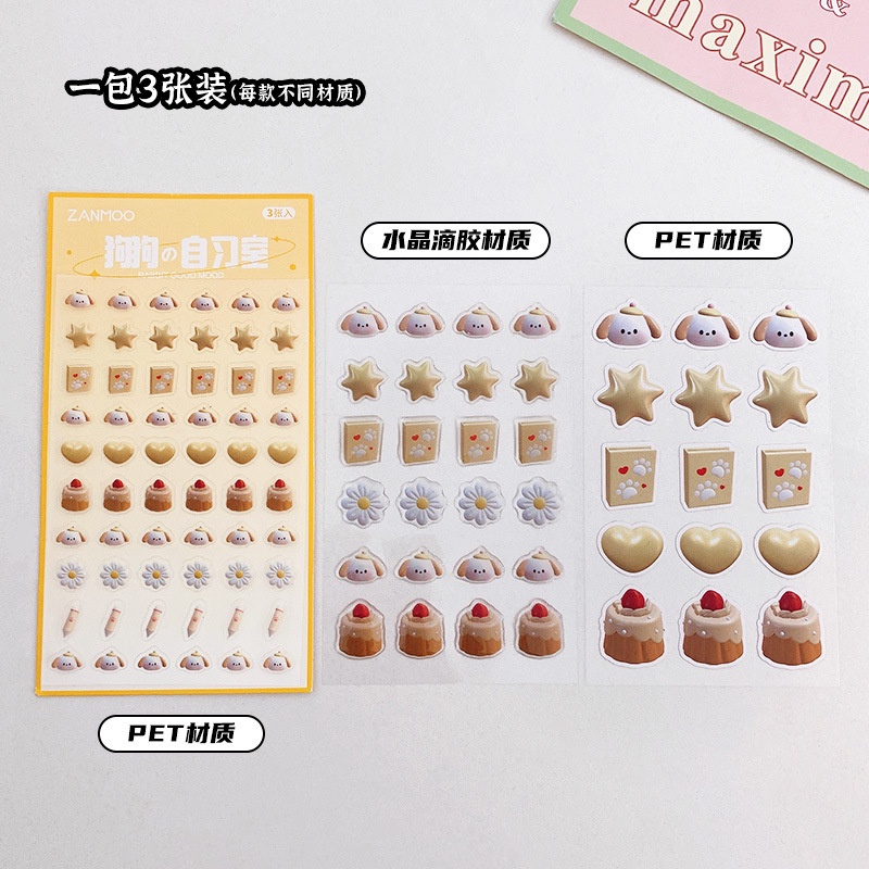 Set 3 Miếng Dán Điện Thoại Epoxy Pha Lê Hình Hoạt Hình Ba Chiều Phong Cách ins Cho Nữ Sinh