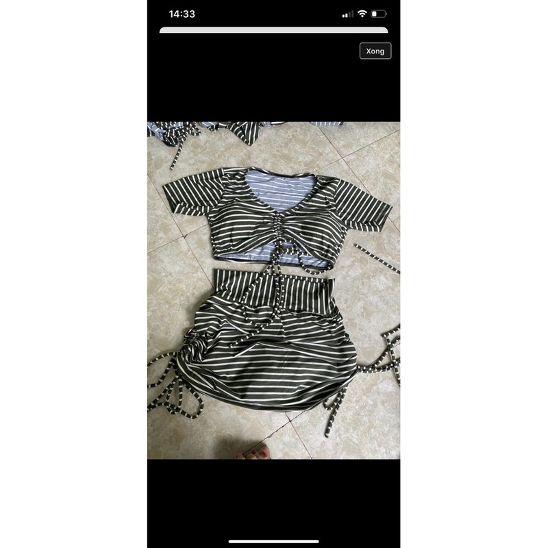 Bikini biển 2 mảnh ❤️ Siêu hót ❤️ Đồ bơi tay ngắn phối quần đùi váy nhún 2 bên | BigBuy360 - bigbuy360.vn