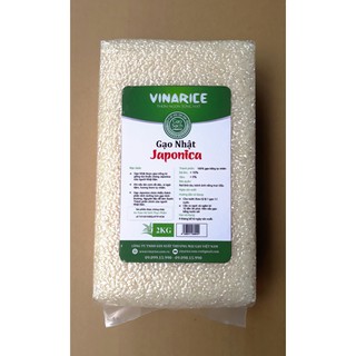 Gạo Nhật Japonica - túi ép chân ko 2kg - hạt tròn dẻo mềm thơm cơm