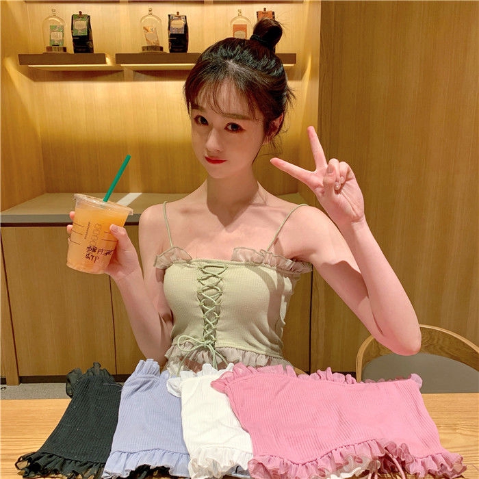 Áo croptop 2 dây kiểu hàn quốc phong cách mùa hè