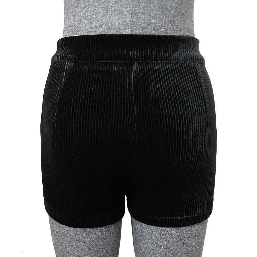 Quần Đùi Lưng Cao Màu Trơn Phối Nút Thời Trang Cho Nữ