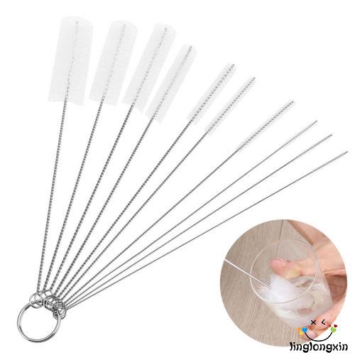 XNG-10PCS Household Stainless Steel Cleaner Brush Test Tube Bottle Straw Washing Cleaning Tool