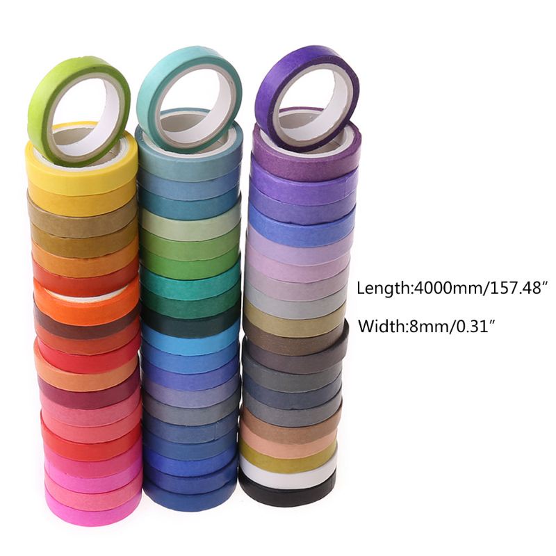 Bộ 60 Cuộn Băng Keo Dán Màu Cầu Vồng 8mm Trang Trí Sổ Tay / Nhật Ký / Văn Phòng / Tr