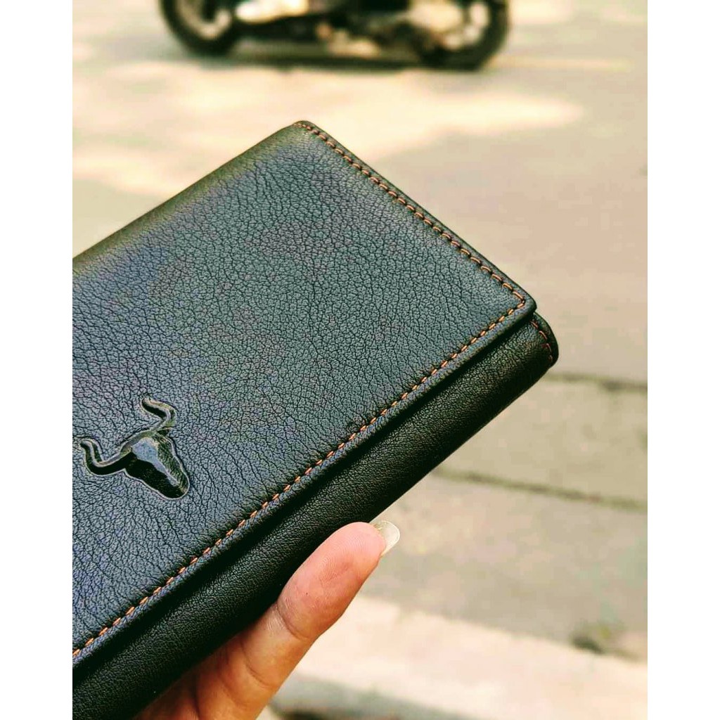 Ví Nam Cầm Tay Da Bò Khóa Bấm Nhiều Ngăn Tiện Lợi