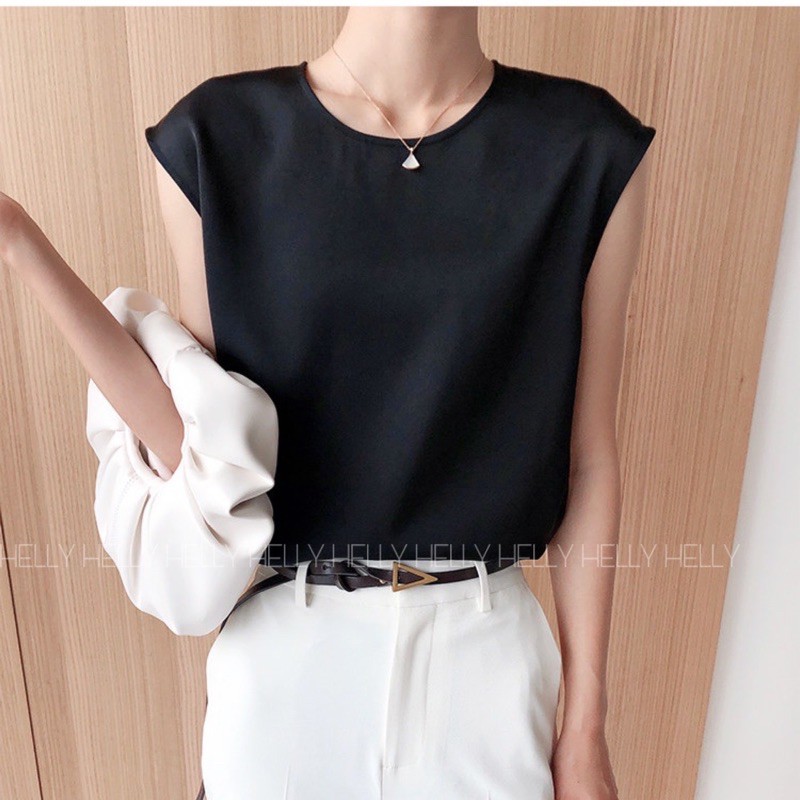 ÁO SƠ MI LỤA NỮ TAY NGẮN CỔ TRÒN | HELLY SHOP