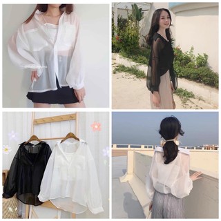 Set áo sơ mi voan phối áo 2 dây
