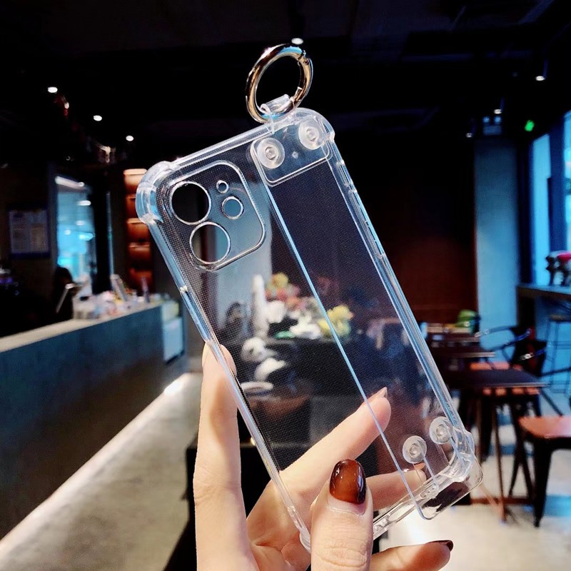 Ốp Điện Thoại Trong Suốt Có Túi Khí Chống Sốc Và Dây Đeo Cổ Tay Cho iPhone14plus 12 13pro 12 xr xs i7p