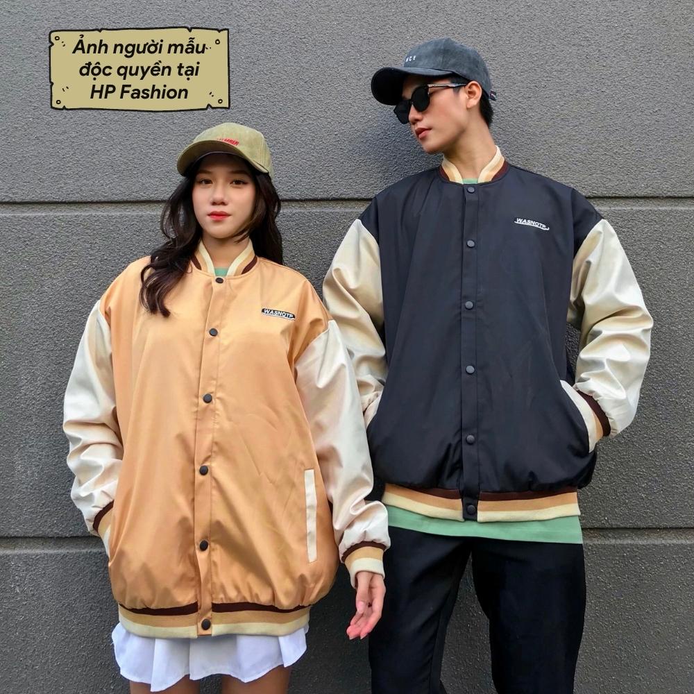 Áo khoác bóng chày form rộng WASNOTP vải dù cao cấp ❤️Áo bomber Varsity dáng Unisex nam nữ D05