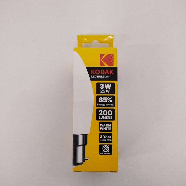 Bóng Đèn Nến KODAK Led Bulb 3W/25W C37-B22 Ánh Sáng Ấm(Vàng) Uncle Bills IL0325