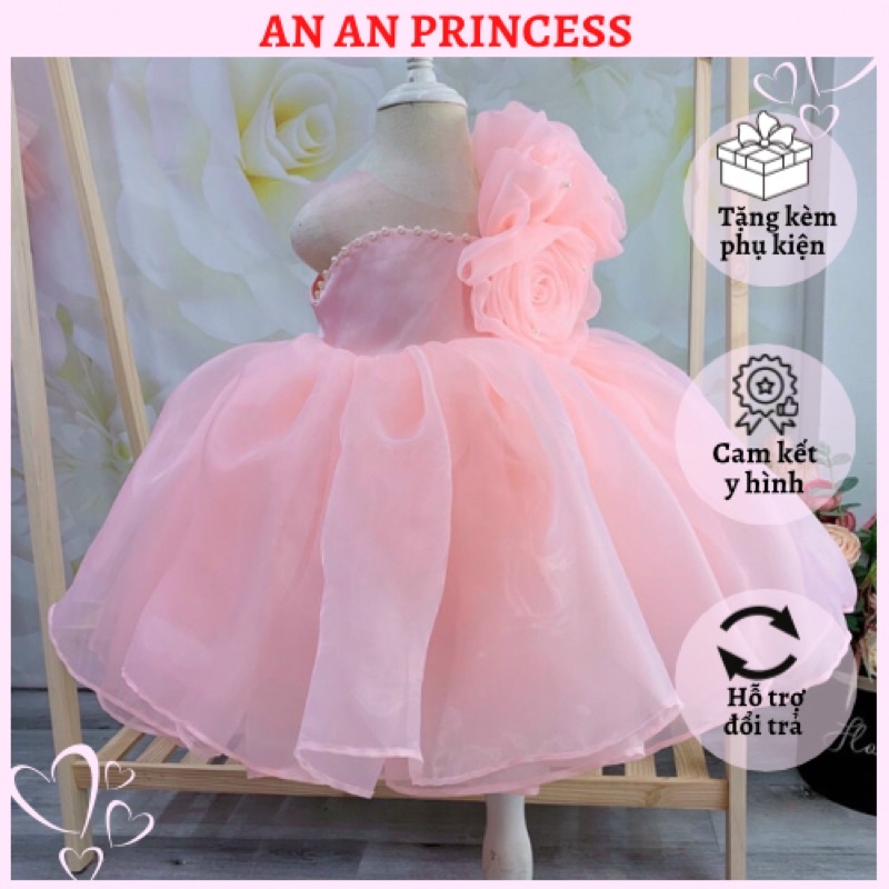 váy công chúa hoa rớt vai sang chảnh,đầm thiết kế cực phồng cho bé gái thumbnail