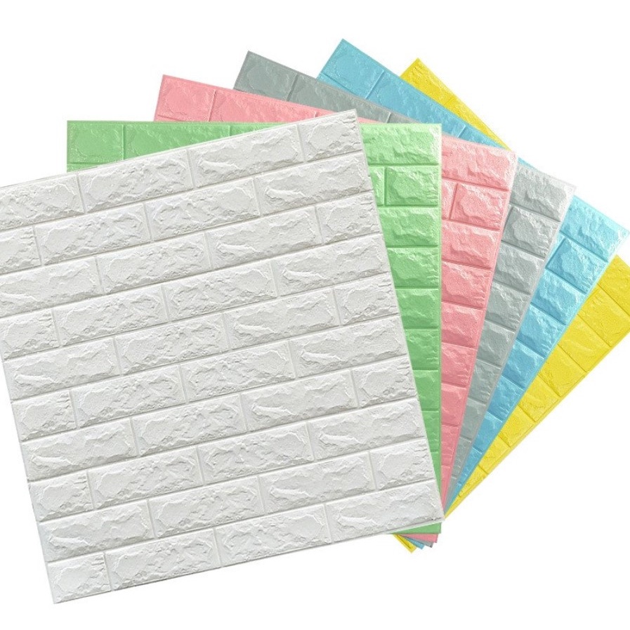 Xốp dán tường cao cấp G01 giả gạch 3D kích thước 70 x 77 cm không thấm nước dày dặn siêu dính tiện lợi