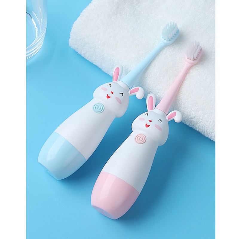 Bàn Chải Điện Cho Bé 3-12 Tuổi Hình Bunny - Bàn chải điện trẻ em hình thỏ đầu chải mềm