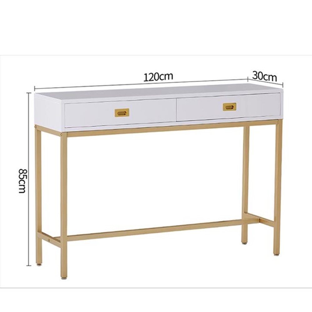 Bàn console 2 ngăn kéo trang trí phòng khách IBIE AK012 khung sắt sơn tĩnh điện, mặt gỗ MDF, tùy chọn màu sắc