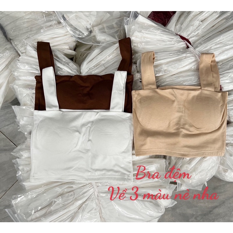 Áo croptop hai dây bản to có đệm ngực (hàng sẵn)