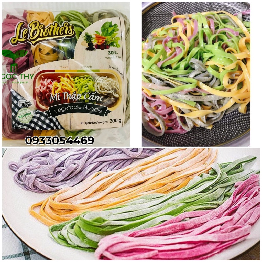 Mì rau củ thập cẩm Duy Anh Food 200gr 8 vắt (mè đen, cà rốt, bó xôi, củ dền)