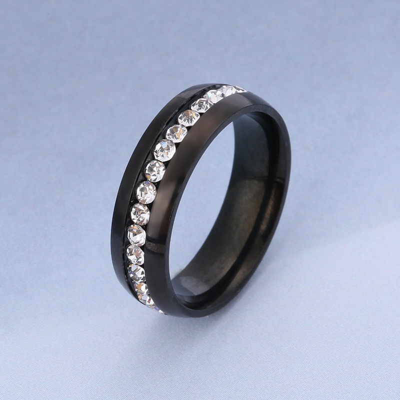 Nhẫn Cặp Bằng Thép Không Gỉ Mạ Vàng 18K Đính Kim Cương Nhân Tạo Thời Trang